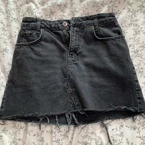 Black denim mini skirt